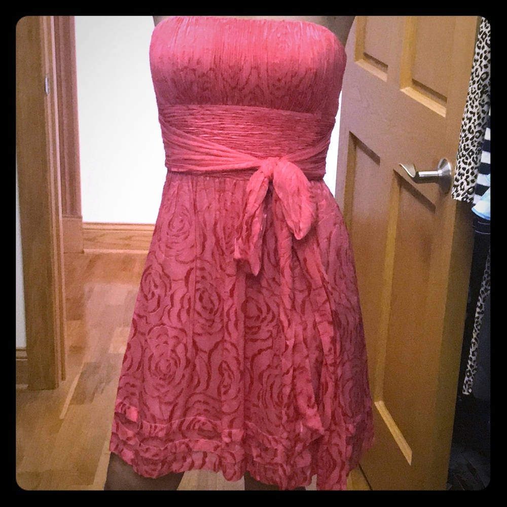 Pink BCBG Maxazria Camellia Rose Strapless Dress